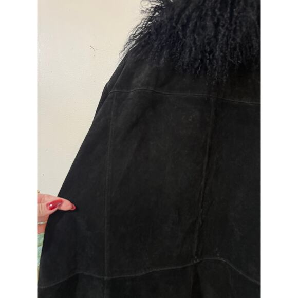 Y2K Leather & Fur Embroidered Penny Lane Coat size 30 - Picture 11 of 12